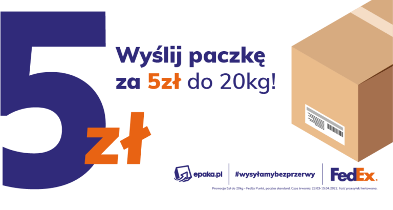 5zł za przesyłkę FedEx Punkt do 20kg!