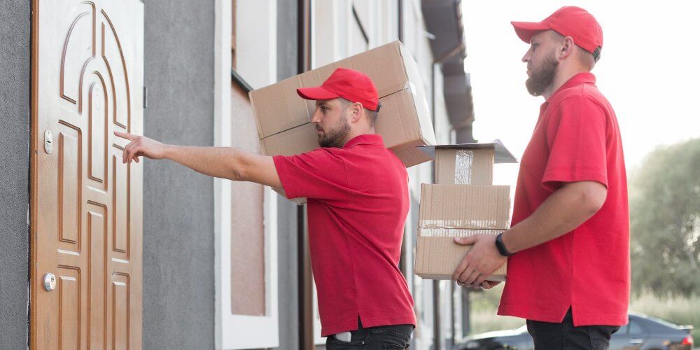 Kurierzy donoszący przesyłki pod drzwiami