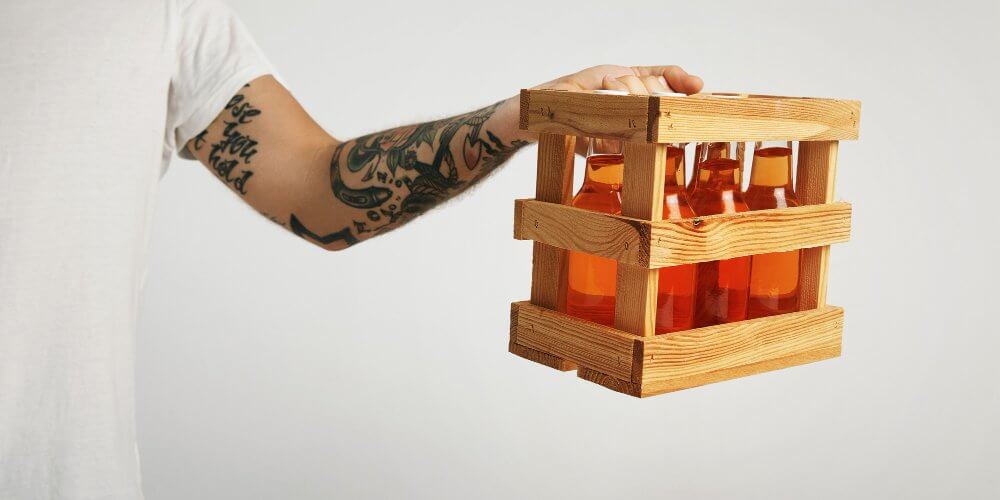 Skrzynka butelek z alkoholem