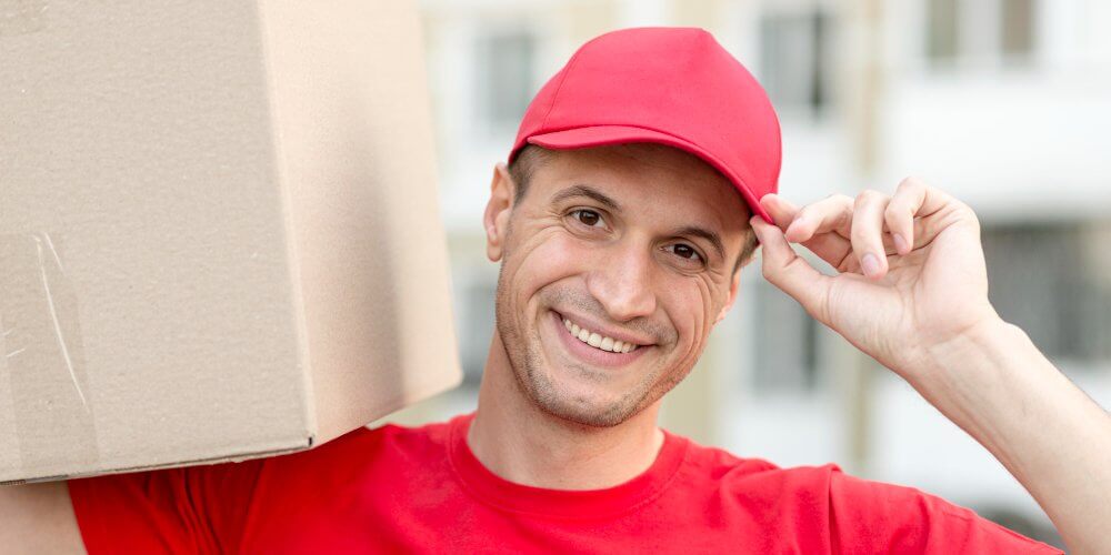 Uśmiechnięty kurier